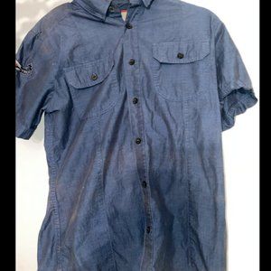 Men's Medium/M Harley Davidson button down short sleeve shirt, Navy Blue